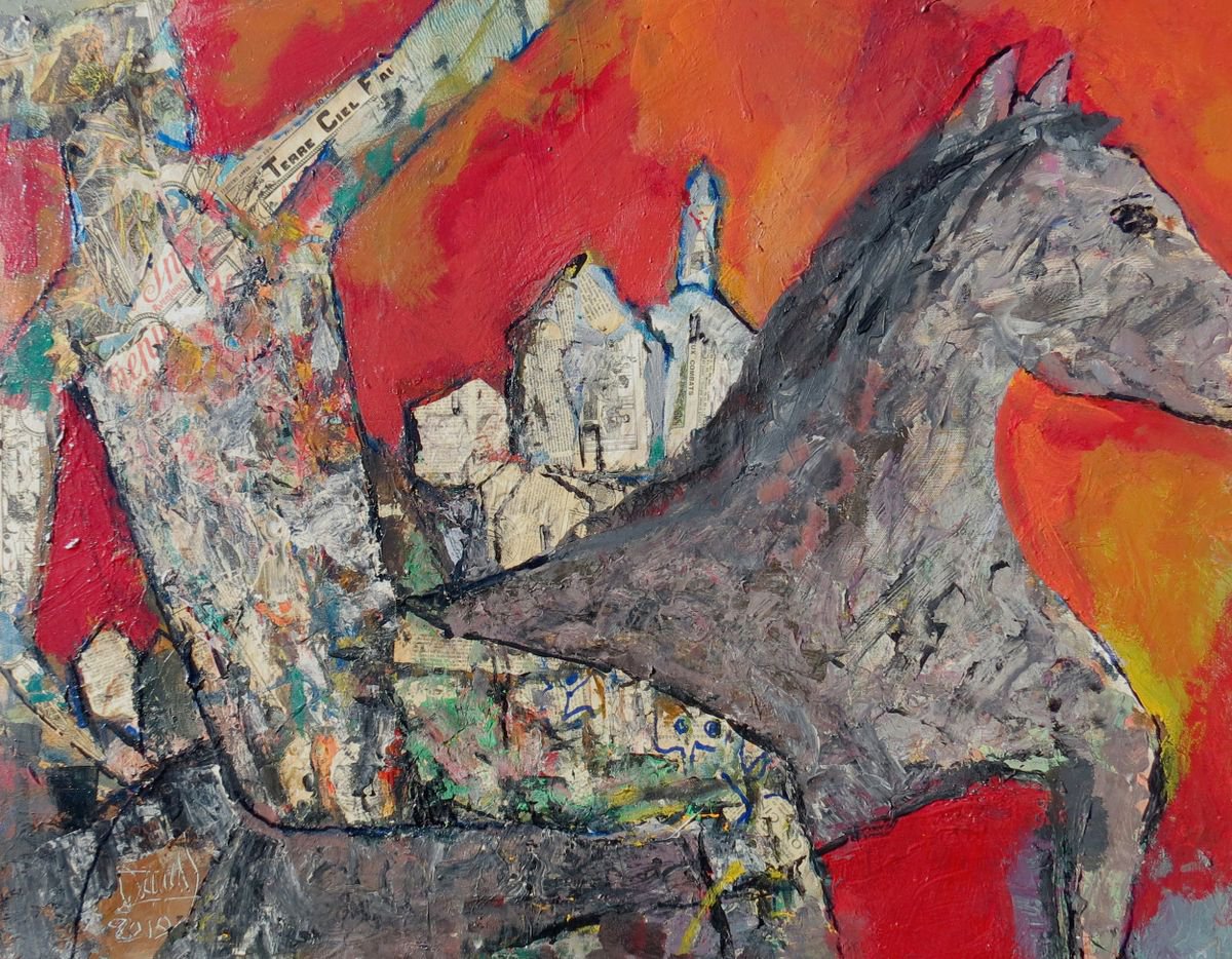 Expressive Painting , The Flamboying Rider By Jacques Donneaud, 37 X 29, Artwork For Sale On Artfinder