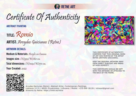Romio - (H)102x(W)170 cm. Colorful Abstract Art