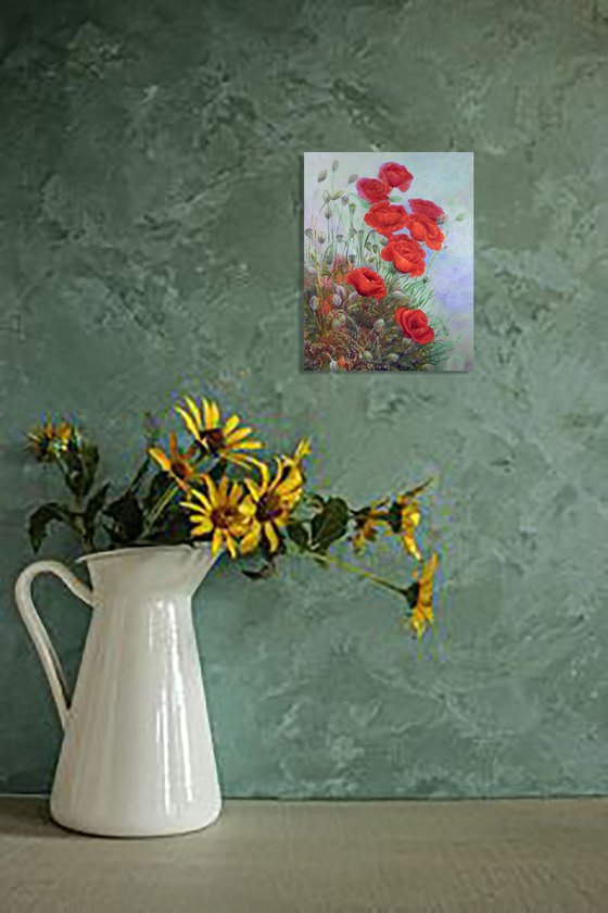 Poppies with wild flowers.