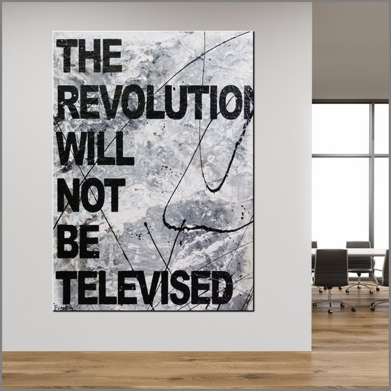 The Revolution 140cm x 100cm Black White Textured Urban Pop Art
