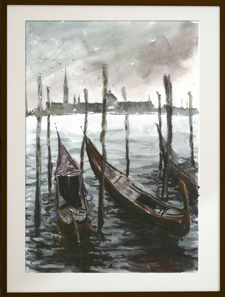 Impressionistic Landscape Watercolour By Eugene Gorbachenko, 12 X 17, Venice, Original Artwork