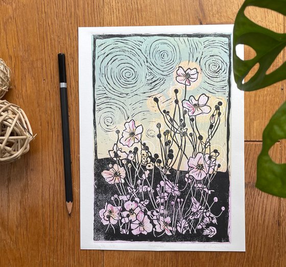 Anemones -  Linocut