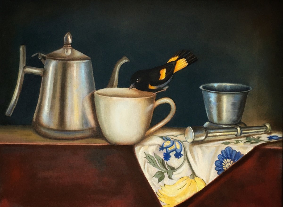 Teapot, Cup and Bird by Priyanka Singh