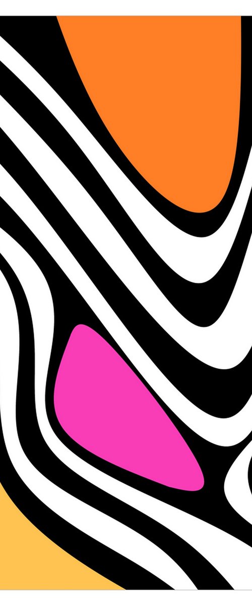 Abstraction artwork zebra multi-colored yellow pink blue black stripes by Kseniya Kovalenko