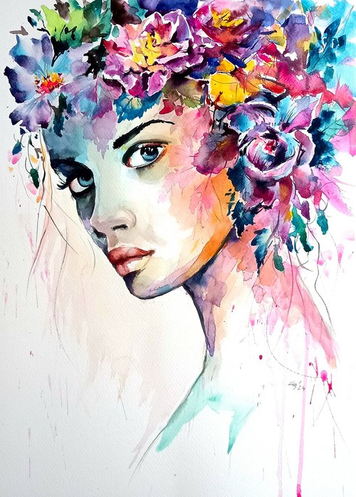 Girl with florals of summer by Kovács Anna Brigitta