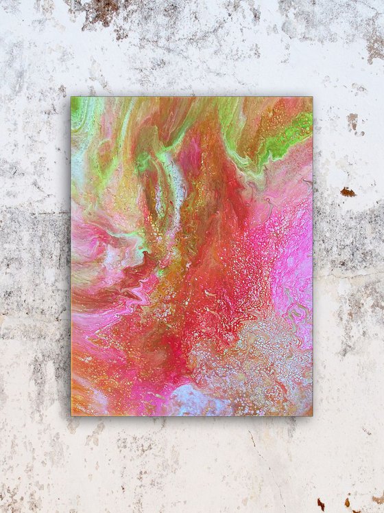 "Bubbling Up" - FREE USA SHIPPING - Original Abstract PMS Fluid Acrylic Painting - 18 x 24 inches