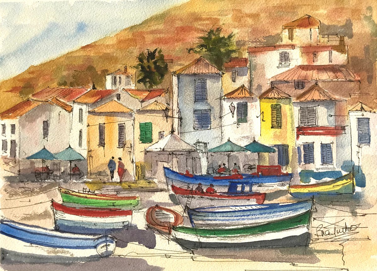 Impressionistic Landscape Watercolour By Brian Tucker, 14 X 10, Camara De Lobos,Madeira, Original Artwork