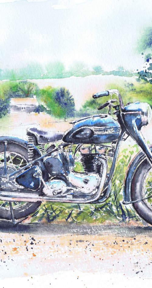 Classic Triumph Motorcycle by Michele Wallington