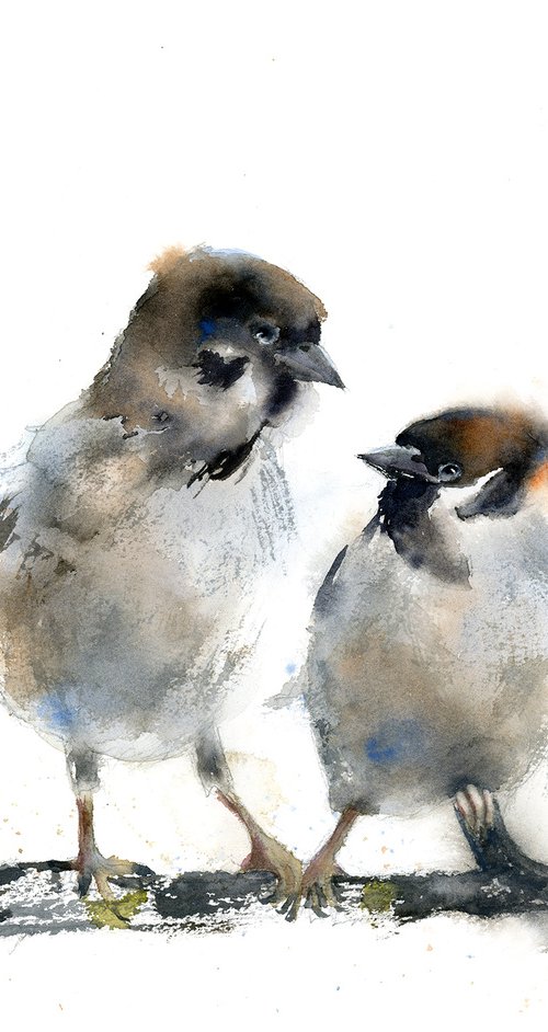 Pair of Sparrows by Olga Tchefranov (Shefranov)