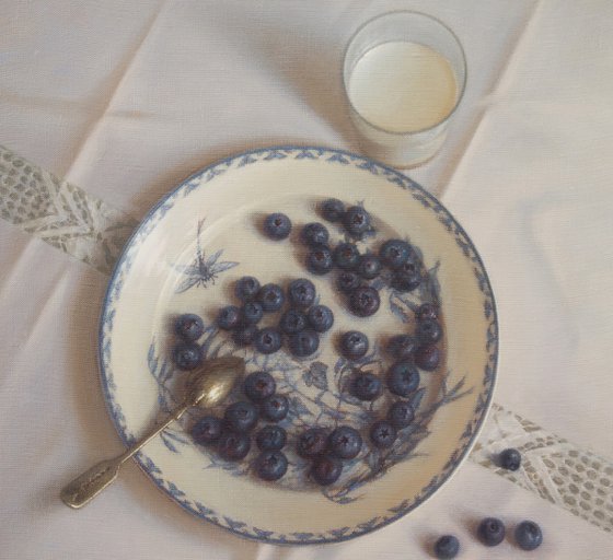 Blueberries and milk