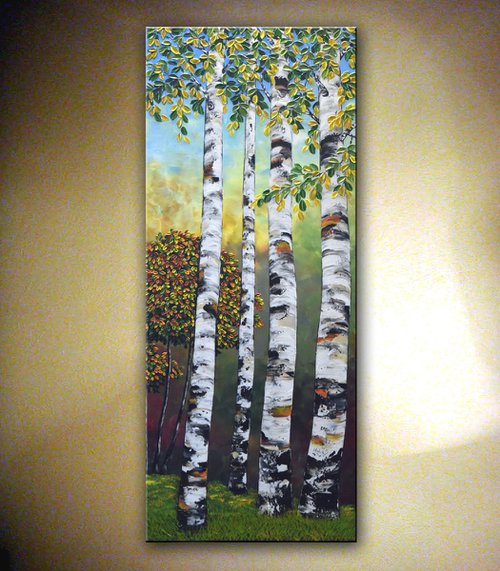Birches - Large Textured Artwork by Nataliya Stupak