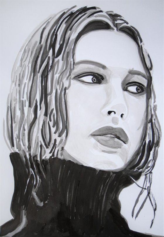 Portrait of a young woman / 72 x 50 cm