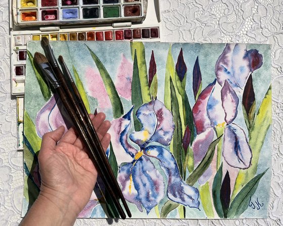 Irises Original Watercolor Art
