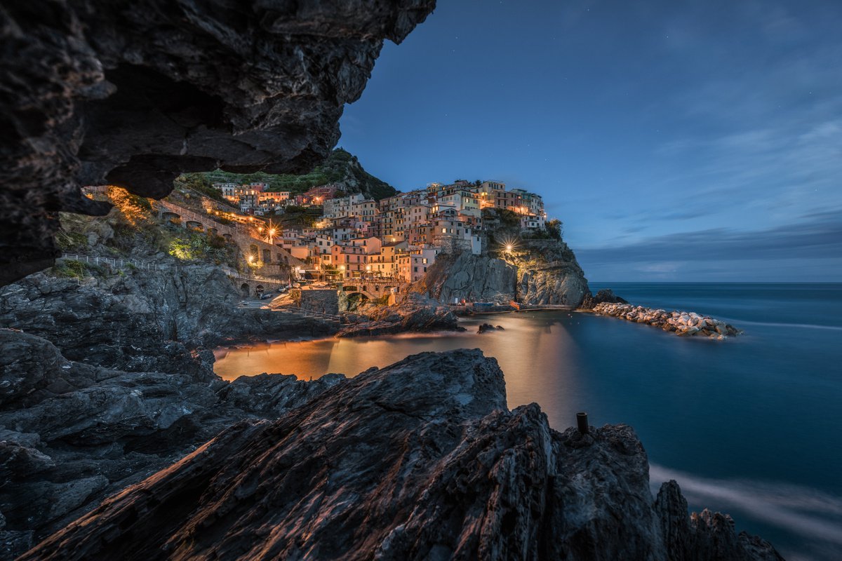 Photorealistic Landscape Photograph By Giovanni Laudicina, 35 X 24, Manarola Cave, Original Artwork