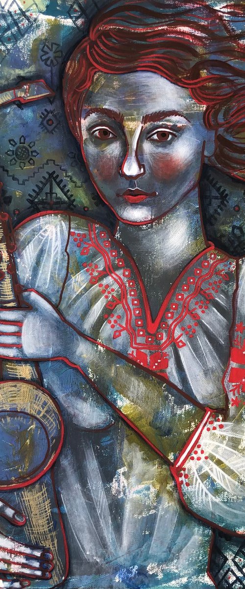 “Veronika” portrait for ukrainian saxophonist by Yuliia Chaika