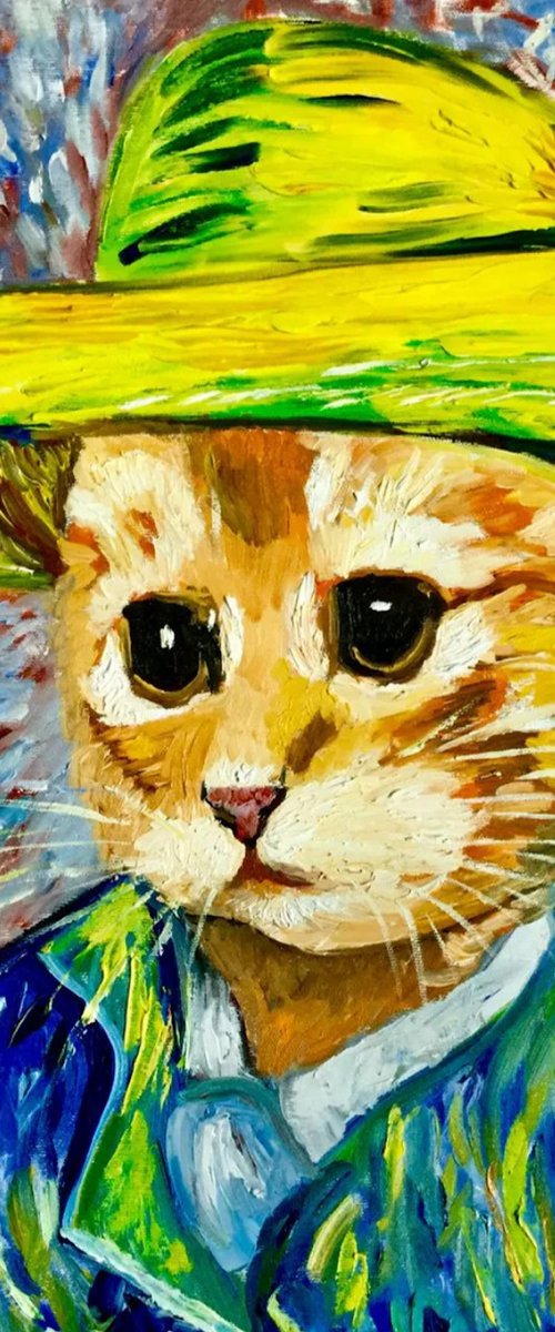 Pensive Cat Van Gogh by Olga Koval