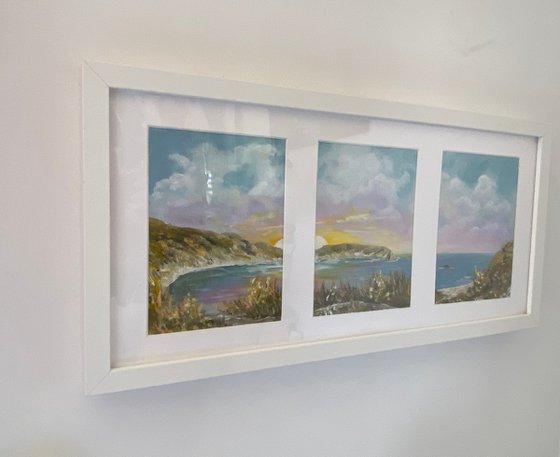 Framed Triptych of Lulworth Cove