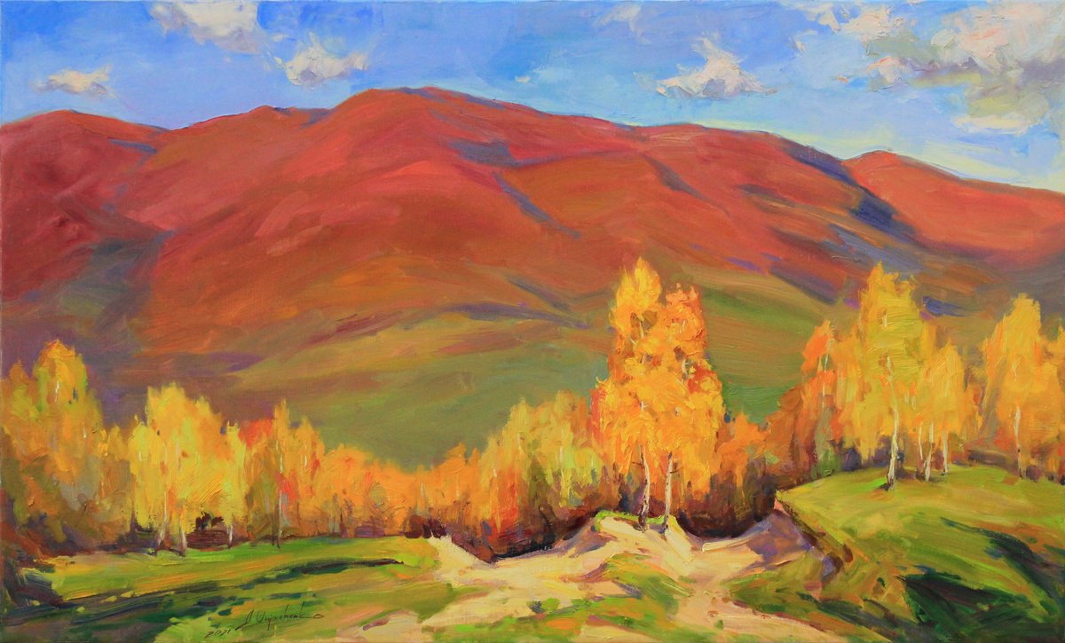 Warm autumn in Carpathian. Mountain range landscape by Alisa Onipchenko-Cherniakovska