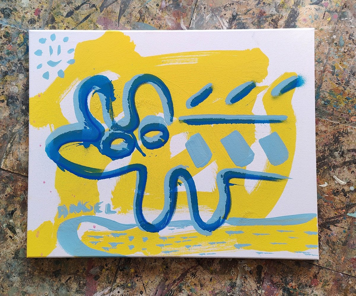 Expressive Animal Acrylic Painting By Angel Rivas, 20 X 16, Street Dog, Original Artwork