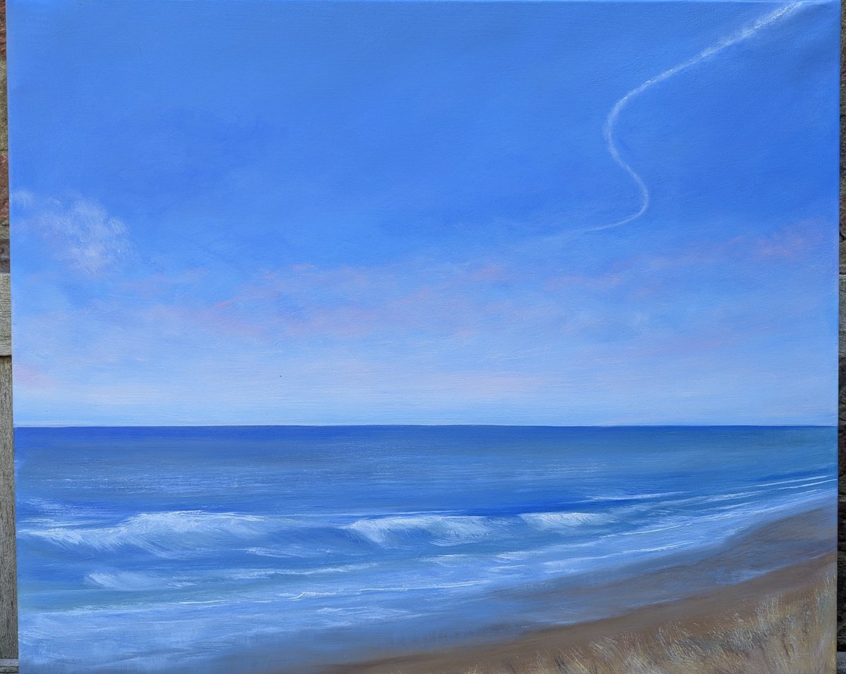 Impressionistic Landscape Oil Painting By Sarah Louise Armstrong, 28 X 24", Summer View Sandsend, Original Artwork