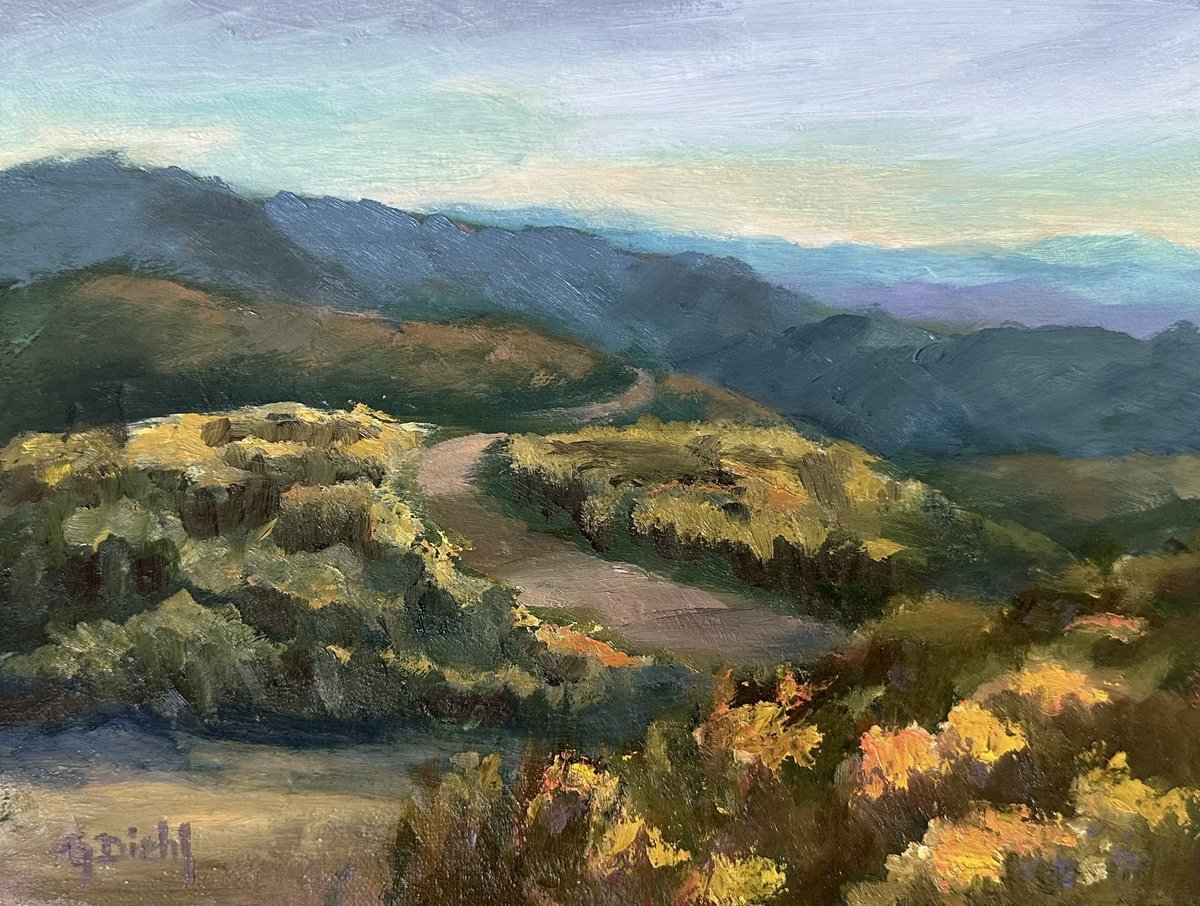 Impressionistic Landscape Oil Painting By Grace Diehl, 8 X 6, Green Valley Vistas, Original Artwork