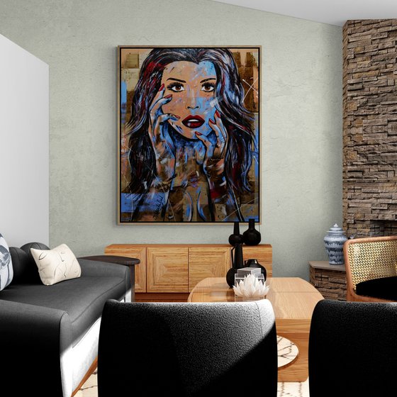 Fifty Shades of Raven 120cm x 150cm Sexy Nude Book Page Abstract Realism Art