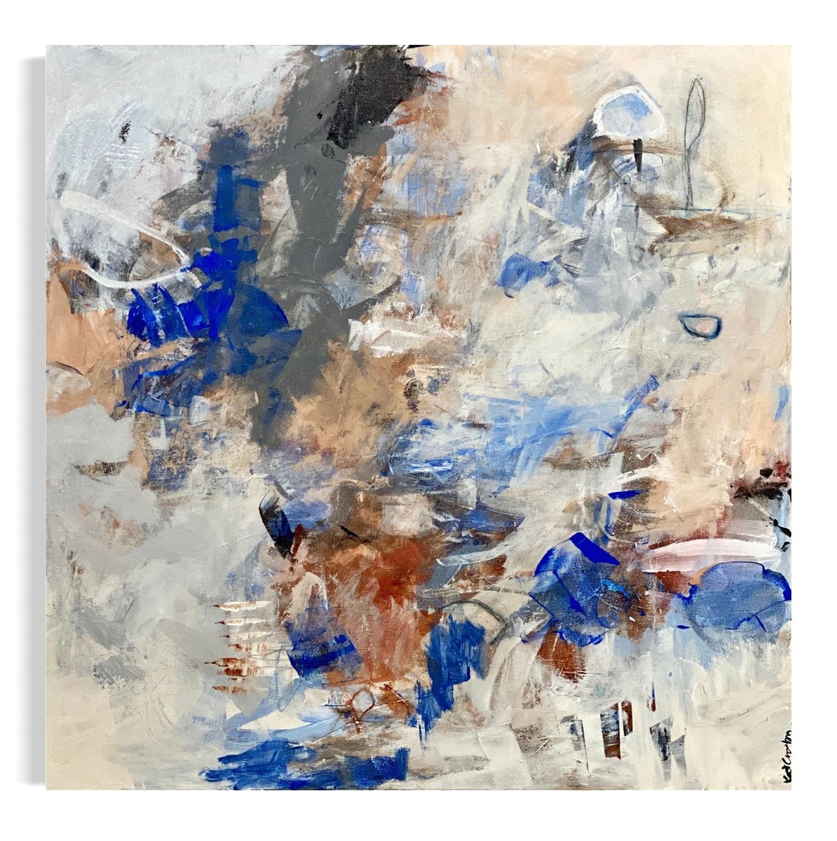 Organic Abstract Acrylic Painting By Kat Crosby, 24 X 24", My Coffee