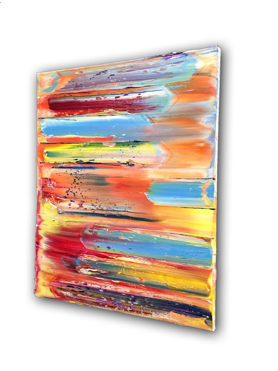 "Make Us" - FREE USA SHIPPING - Original PMS Abstract Triptych Oil Paintings On Canvas - 48" x 20"