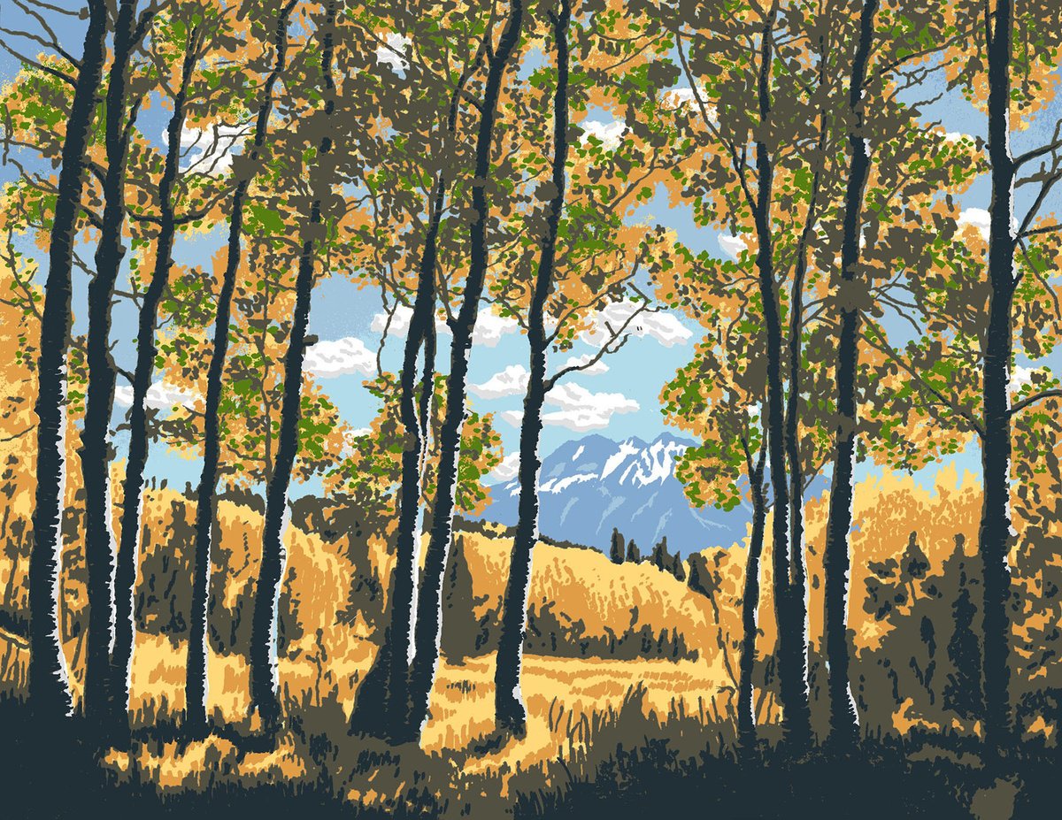 Graphic Landscape Screenprint By Francis Stanton, 15 X 11, Chair Mountain, Original Artwork