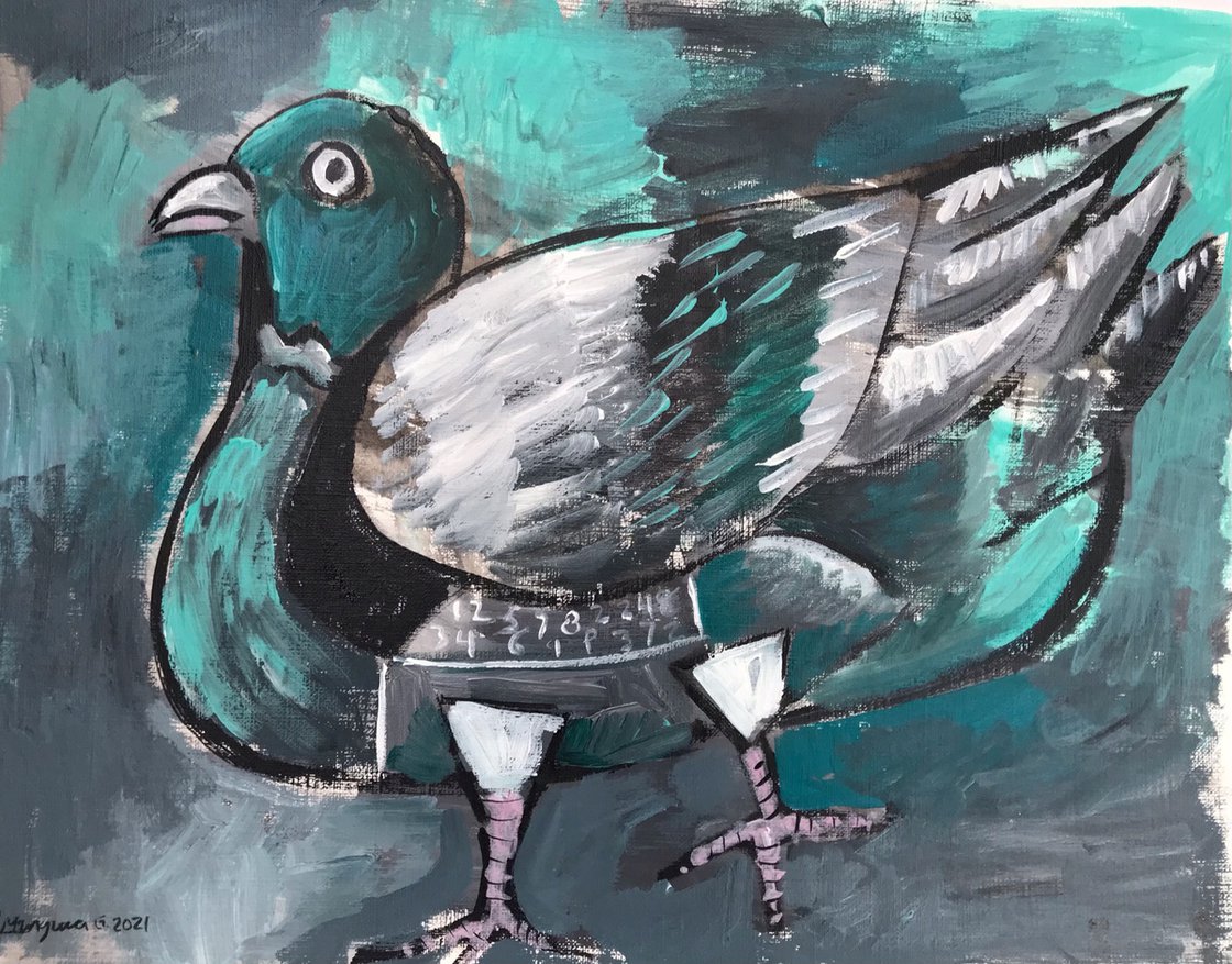 The Fat Pigeon Acrylic painting by Roberto Munguia Garcia | Artfinder