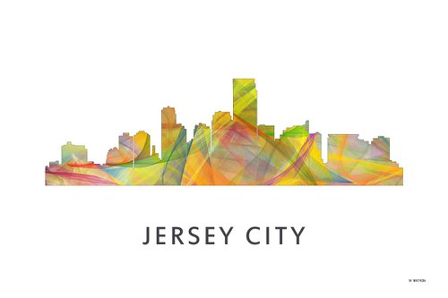 Jersey City, New Jersey Skyline WB1 by Marlene Watson