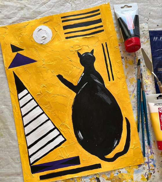 Kandinsky Cat Original Painting