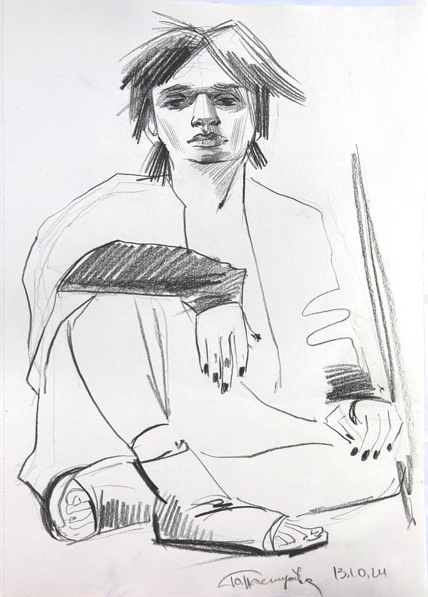 Graphic Portrait Pencil Drawing By Yuliia Pastukhova, 8 X 11", Boy Sketch Anime Character, Original Artwork