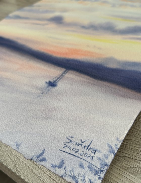 Pearly Sunset over Mountains