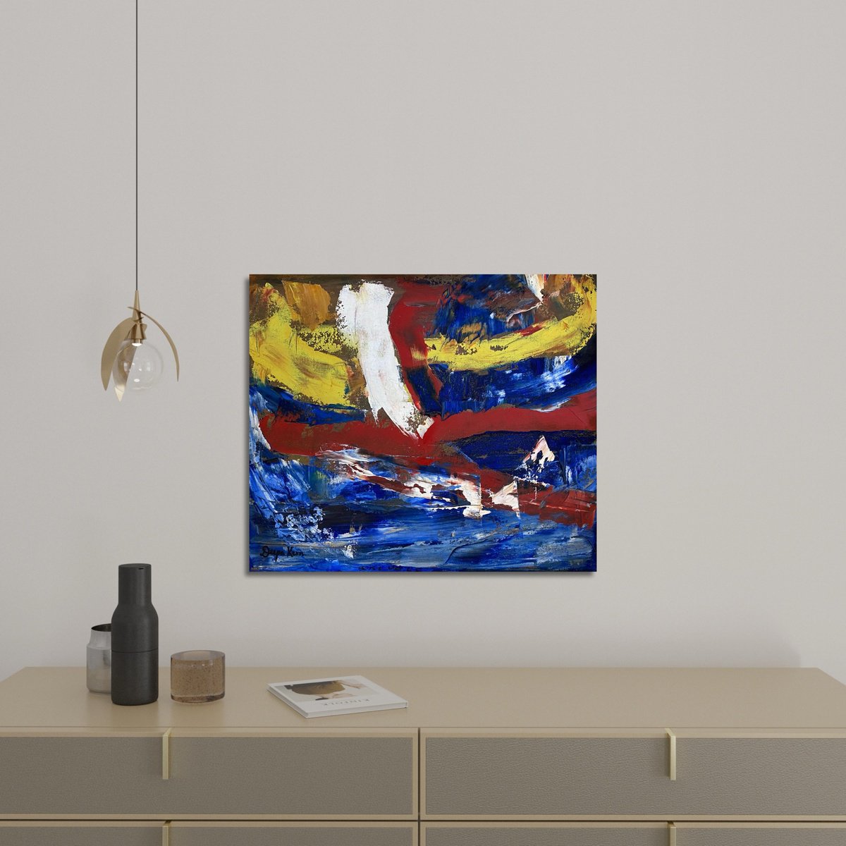 Expressive Abstract Oil Painting By Deepa Kern, 15 X 13, Free Flight, Original Artwork