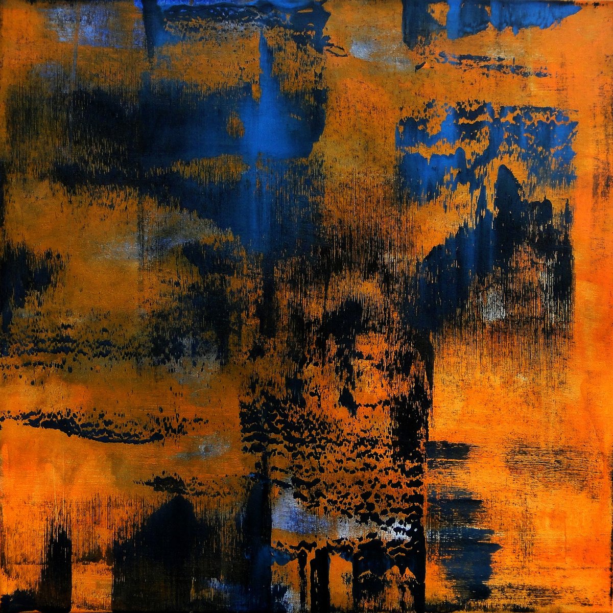 Organic Landscape Acrylic Painting By Chris Carbone, 42 X 42, Distant Probability, Original Artwork