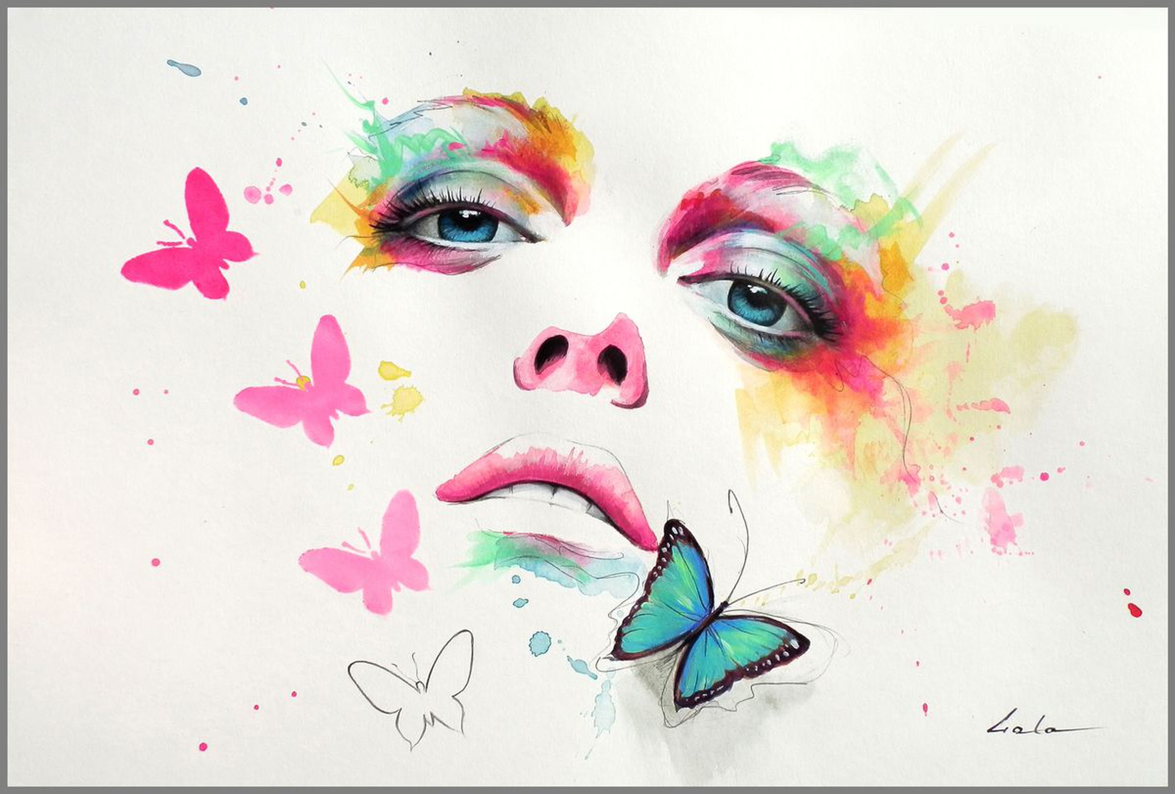 Echo Of Butterflies Sensual Girl Face Pop Art Artfinder