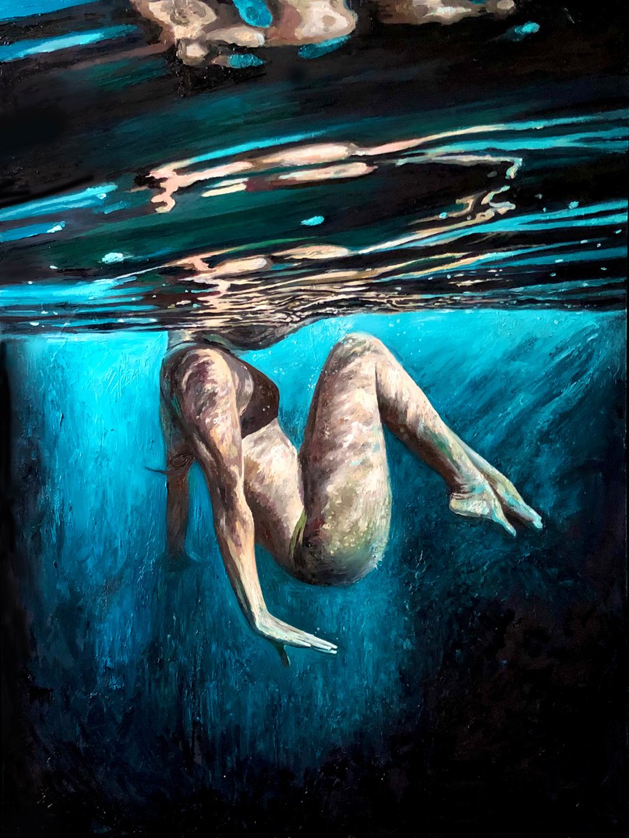 Impressionistic Portrait Oil Painting By Daria Dudochnykova, 24 X 31, - Weightlessness - ?, Original Artwork