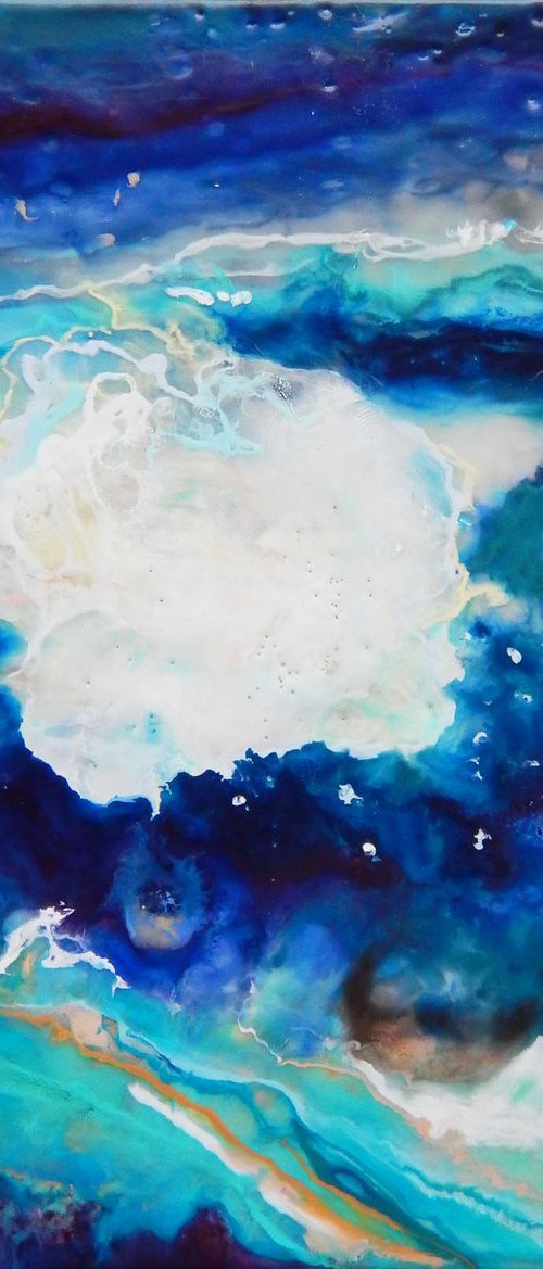 Coastal wave. Encaustic by Alla Vlaskina