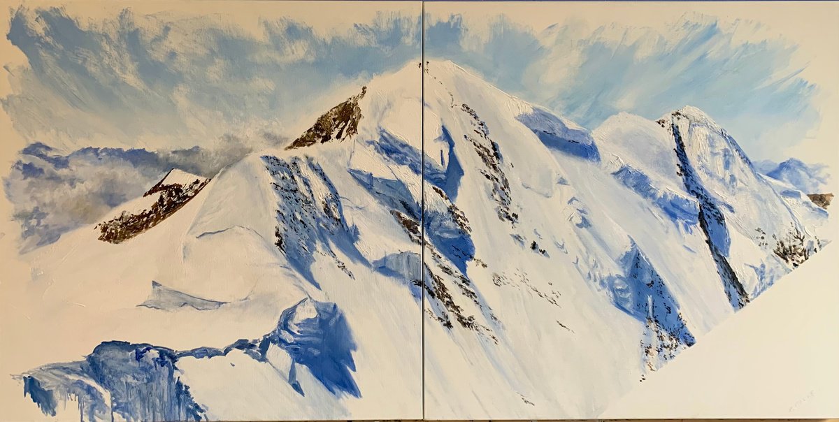 Impressionistic Landscape Oil Painting By Gianfranco Combi, 55 X 28, Antichi Nevai, Original Artwork