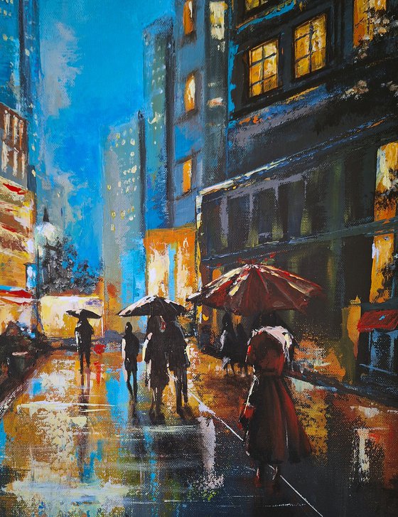 City Rain Reflections Urban