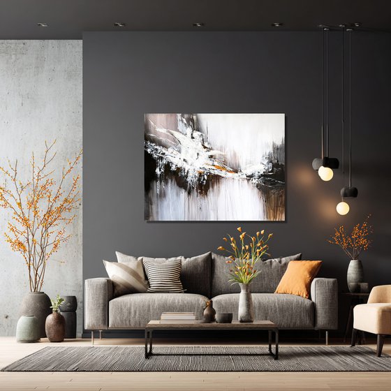 White Surge Over Dark Ground-Black White