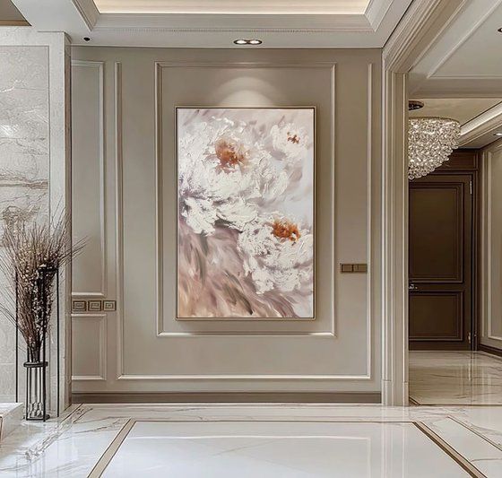 White Cream texture peonies