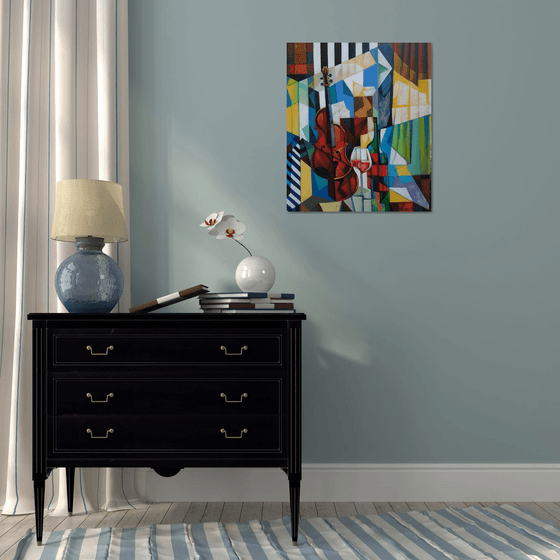 Cubism still life (60x70cm, cubism, oil painting, ready to hang)