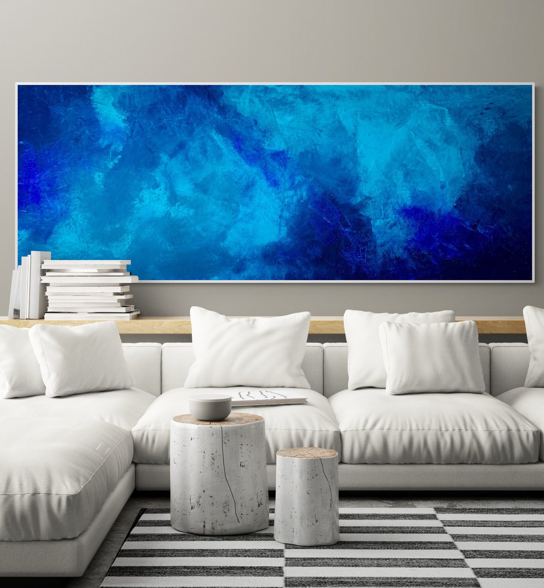 Abstract Acrylic Painting By Anita Kaufmann, 79 X 31, Beyond The Sea No. 1925, Original Artwork