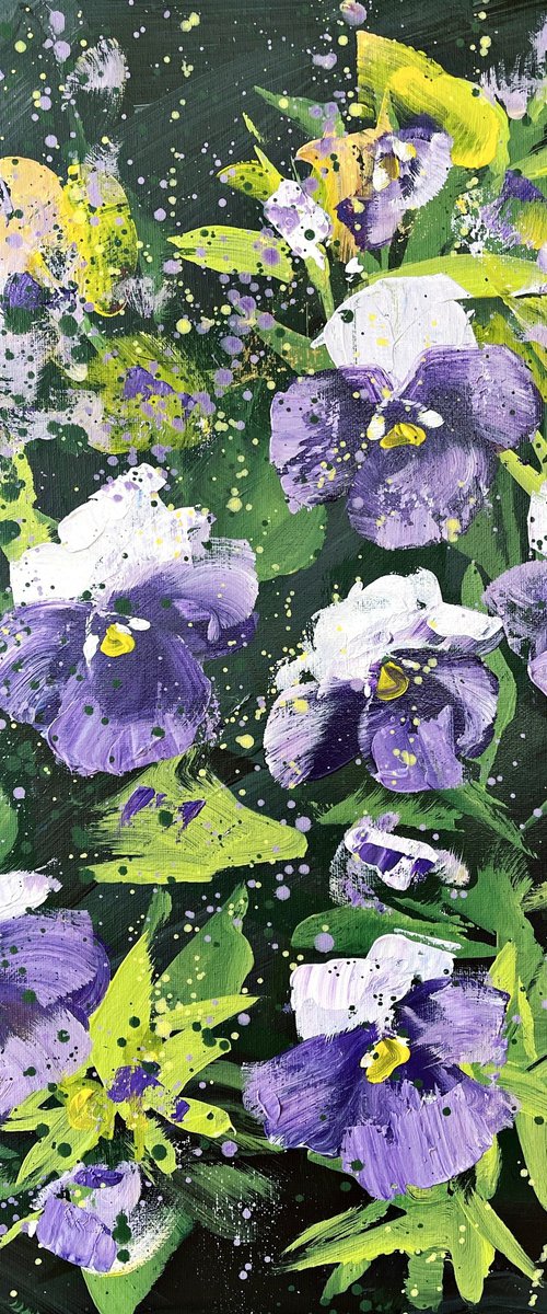 Wild Fairytale Dreams - Pansies Violas Swiss Giant Purple and White By HSIN LIN by HSIN LIN