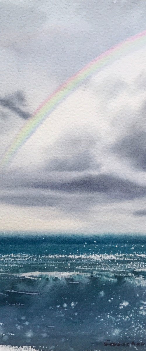 Rainbow over the sea by Eugenia Gorbacheva