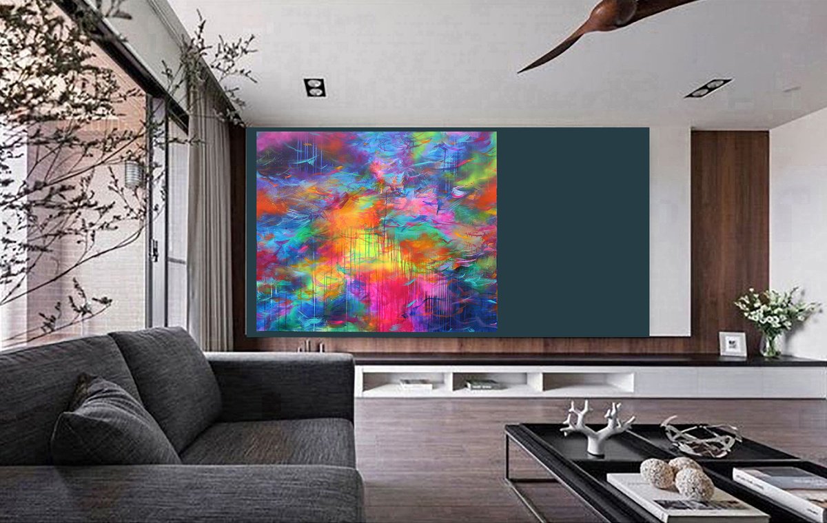Abstract Acrylic Painting By Susan Wooler, 47 X 39", Summer Chorus, Original Artwork
