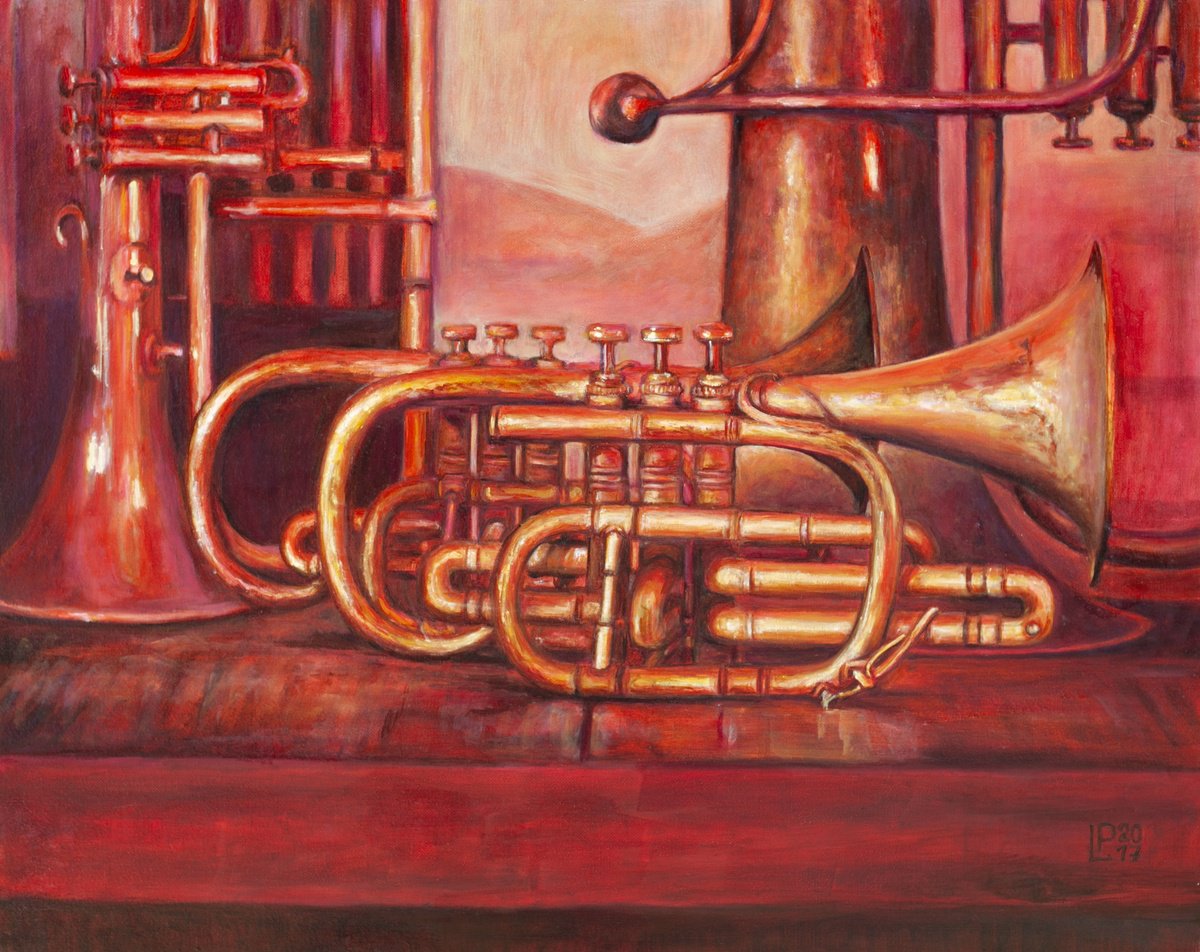 Photorealistic Still Life Oil Painting By Liudmila Pisliakova, 20 X 16", Brass, Original Artwork