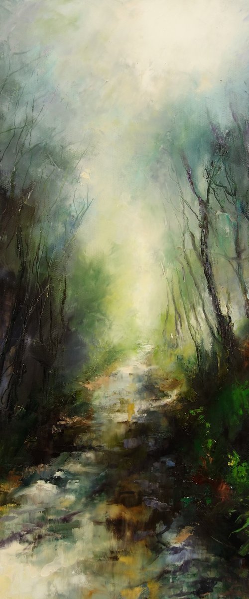 Dappled light through trees at Wainstalls by Hannah Kerwin